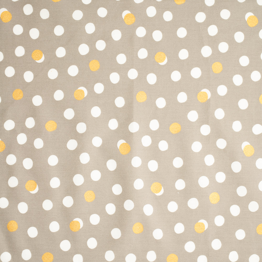 Gray with gold and cream dots