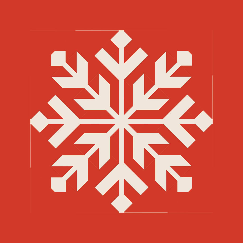 Creme snowflake on a red background