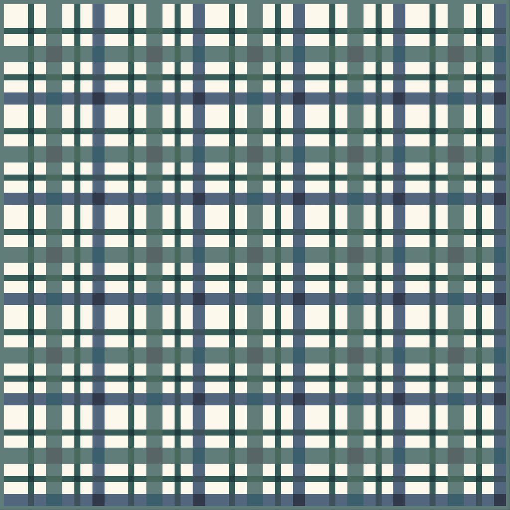 Plaid pattern with green and blue colors on a cream background | Petite Plaid Quilt Kit