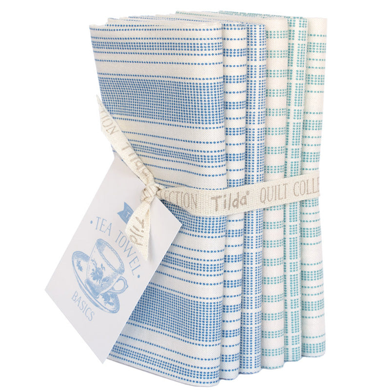 Tea Towel Basics Blue Teal fat quarter bundle from Tilda Fabrics