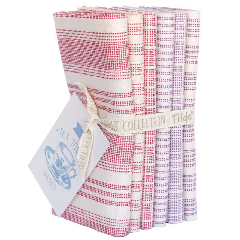 Tea Towel Basics Red Plum fat quarter bundle from Tilda Fabrics