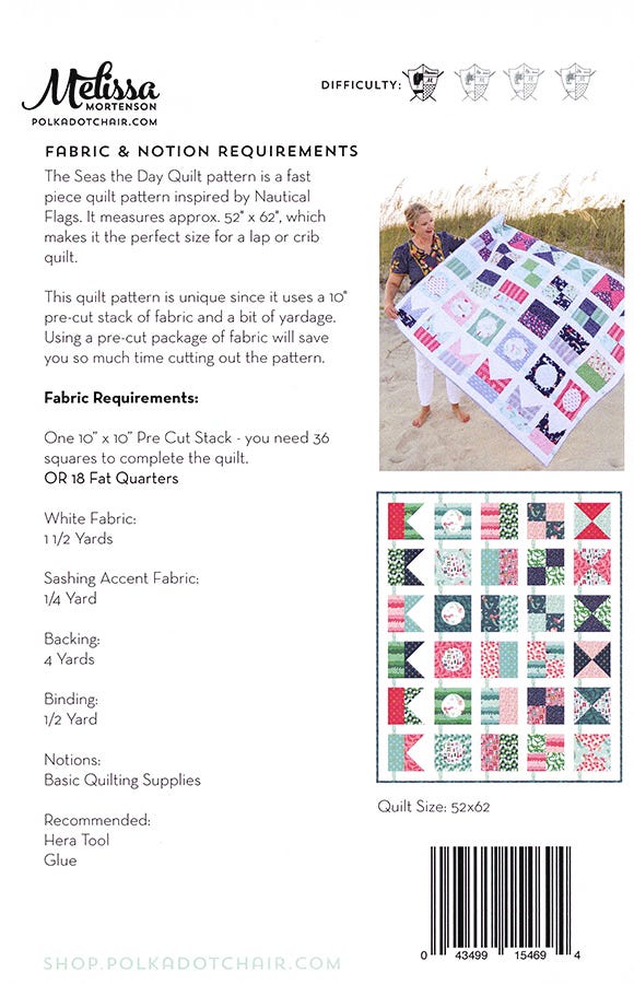 "Seas" the Day quilt pattern fabric requirements